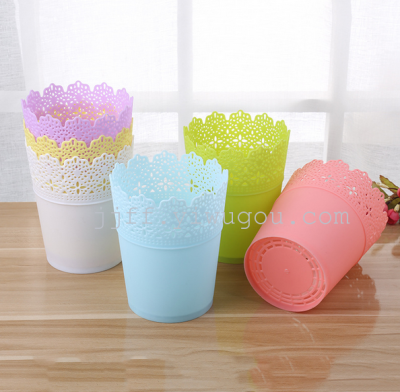 Various specifications of the crown lace flowerpot storage basket mini garbage can for the basket.