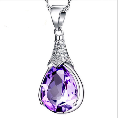 Manufacturers selling the new Korean pendant female short chain clavicle Natural Amethyst Pendant Jewelry Wholesale