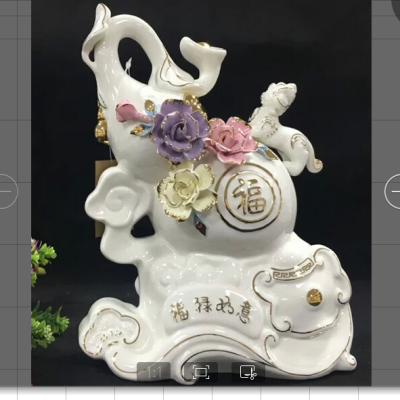 Pure hand-made high-grade decal white porcelain painted gold fu lu ruyi pieces