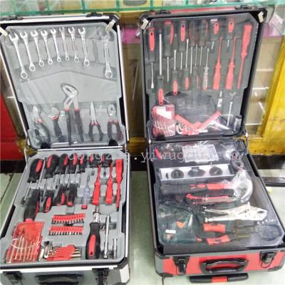 DZT186 sets of socket ratchet wrench set tools with car combination aluminum alloy box auto repair combination tools