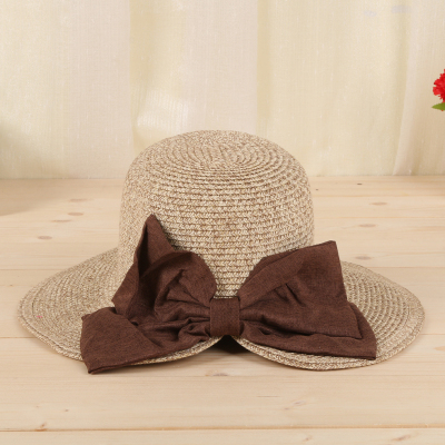 Seung-man big bow beach hat big brimmed hat girls beach vacation straw hat Korean version