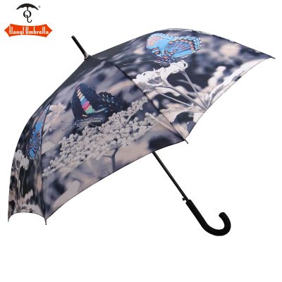 Anti ultraviolet thermal transfer printing butterfly straight rod umbrella