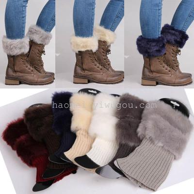 European and American Fur Boots Set socks Christmas fur foot cover short wool shoes