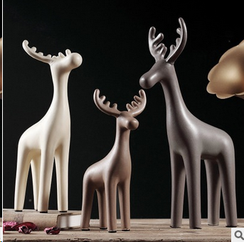 Gaobo Decorated Home Nordic Home Ceramic Reindeer Decorative Crafts Modern Ceramic Decoration Three-Piece Set