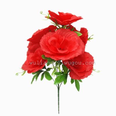 Artificial silk high-end wedding venue office decoration layout simulation rose 7 head triangle rose