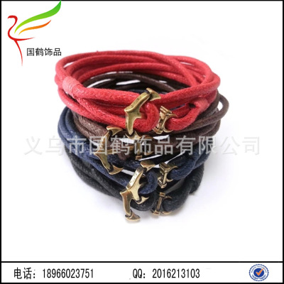 Retro hook anchor surrounded by multilayer woven Bracelet