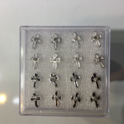 Cross and drill drop oil earring