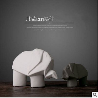 Gao Bo Decorated Home European-Style Simple Ceramic Animal Nordic Home Decorations Creative Ceramic Origami Elephant