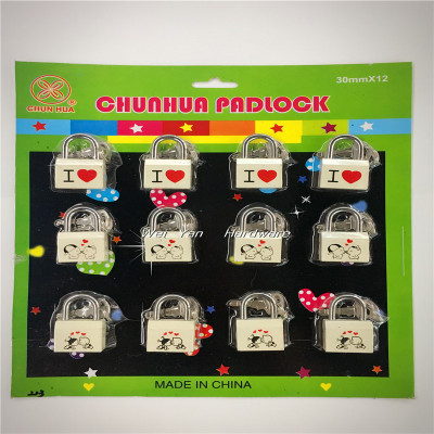 Open the printing factory direct cross lock suction card packing 20mm-40mm iron padlock luggage lock