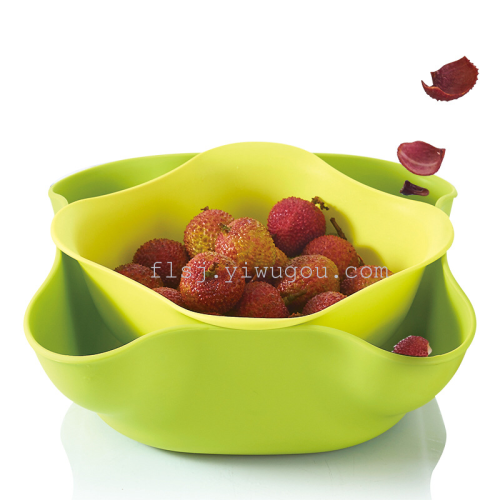 Multifunctional Double-Layer Drain Basket， Fruit Plate， Fruit Basket 001