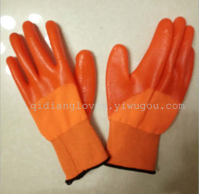 Manufacturers selling 13 nylon pin PVC orange orange yarn gloves Dichotomanthes hanging half gloves