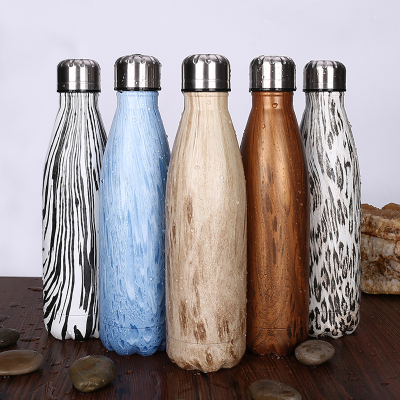 Wood Grain Men's and Women's Bullet Bowling New Creative Coke Bottle Stainless Steel Thermos Cup