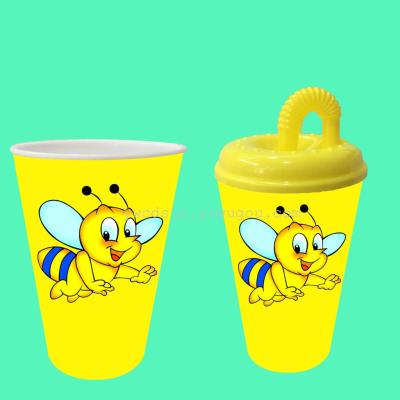 Manufacturers 3D cup of juice cup Straw plastic cup children's Straw cup PP cup