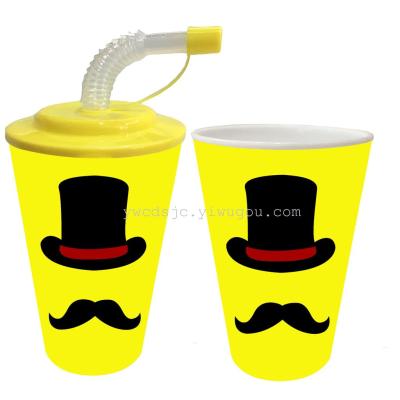 Direct manufacturers 3D plastic cup high-quality children's cartoon cup 350ml Straw cup