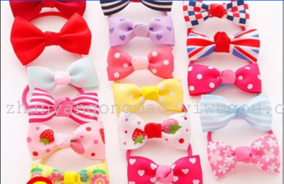 Korean color pattern bow knot hair rope ring 137 (98)