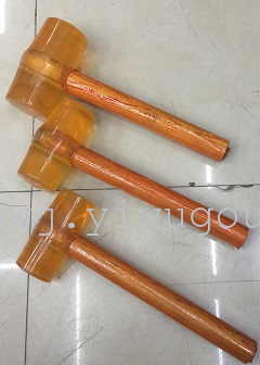 [factory direct] rubber hammer shock proof rubber hammer wooden handle transparent rubber hammer