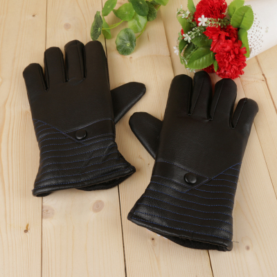 Autumn and winter new warm imitation leather gloves for men and women with anti-slip touch screen gloves.