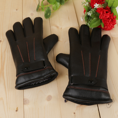 Autumn and winter new warm imitation leather gloves for men and women with comfortable leather gloves.