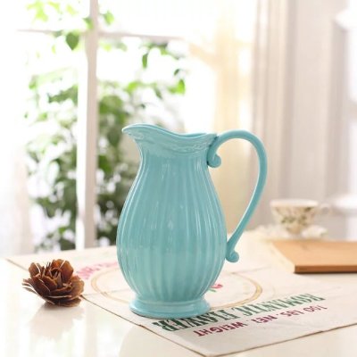 High temperature ceramic white ceramic vase vertical stripe decoration small mouth inclined mouth kettle