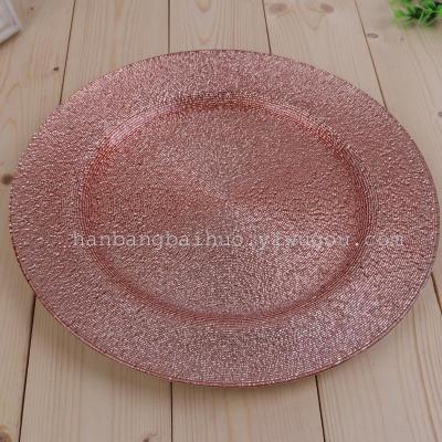 Fashion fashion European glass plate plate plate round creative wedding banquet decorative plate