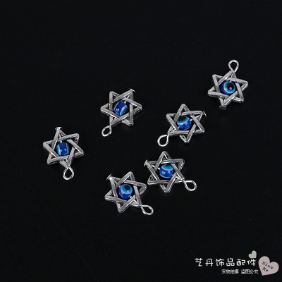 Diy checking materials accessories alloy hexagon star, decorative alloy accessories pendant