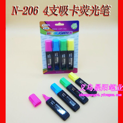 Drake N-206 fluorescent pen 4 suction card installed a lot of style file fax mark pen