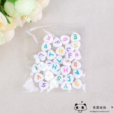 Heart-shaped English letter beads DIY handmade accessories hand-made necklace bracelet beads