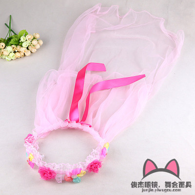 Children 's jewelry wedding pink rosette tourism headdress Korean version of the yarn
