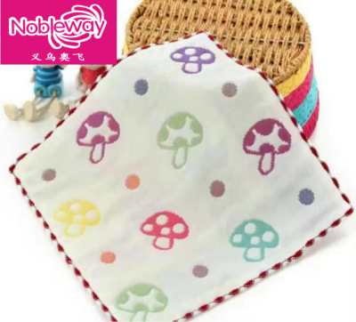 Cotton Double-Layer Jacquard Gauze Square Face Towel Face Cloth Baby Bibs Wholesale