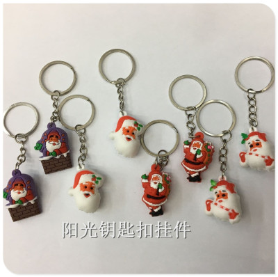 Christmas promotional gifts cute cartoon PVC key button small gift Pendant