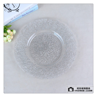 European-Style Creative Wheat Straw Glass Plate Large Fruit Plate Plate Beautiful and Practical Foreign Trade Wholesale