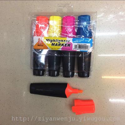 Changli Fluorescent Pen 4 PVC Bags Color Marking Pen 7711