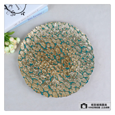 Factory Direct Sales Gold and Silver Glass Disc Glass round Plate Dinner Plate Swing Plate