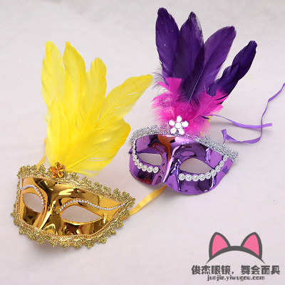 Halloween lady half face with feather mask masquerade ball mask