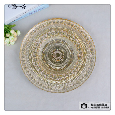Manufacturers of electroplating glass plate color round glass tableware pad support custom