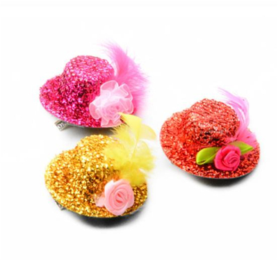 Pet Top Hat Barrettes Feather Top Hat Barrettes Fashion Bright Top Hat Pet Selling Cute Bavnco Accessories