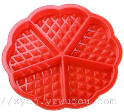 Cake mould silicone 5 even heart-shaped waffle mold oven microwave oven round Chocolate Mold