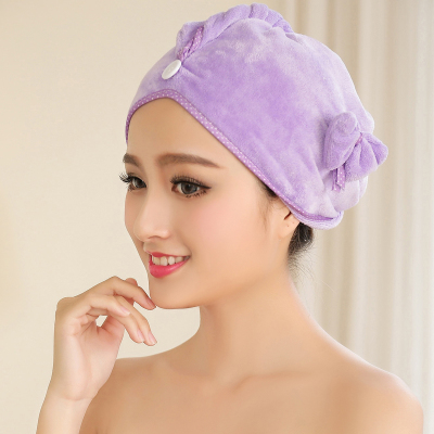 Super absorbent towel dry hair thickening speed increase package cute bow hair dry towel dry hair cap