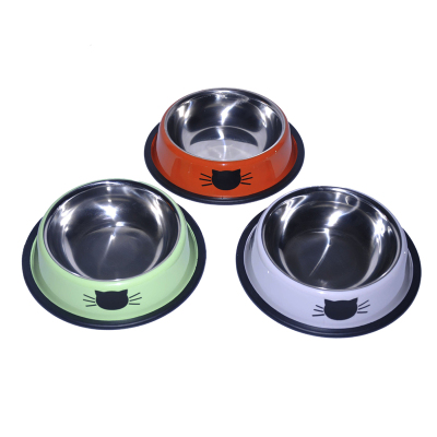 The Cat head stainless steel bowl top color stainless steel dog bowl pet Cat bowl