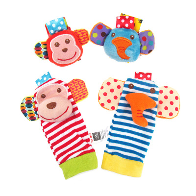 Baby animal wrist strap wrist bell socks suit bulk Wrist Rattle Sock card