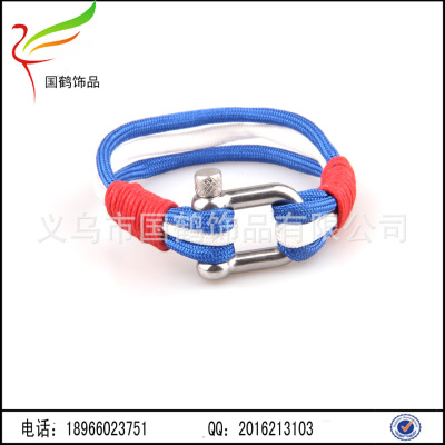 European Cup Bracelet survival rope steel buckle multiple color hand woven Bracelet