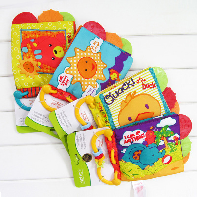 Infant cartoon cloth book book with ring paper tooth glue 4 style