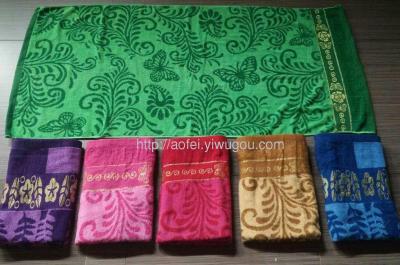 Ten Jacquard Golden Satin Bath Towel Foreign Trade Pure Cotton Big Towel Wholesale