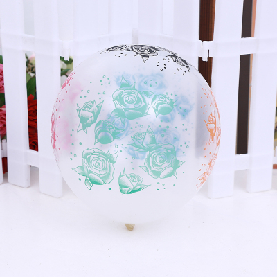Lanfei All-Flower Transparent Balloon 12-Inch Transparent Printing Floral Ball Transparent Balloon Full Floral Ball 5-Side Printing