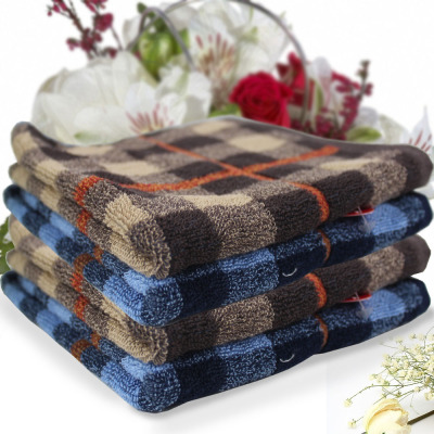 Cotton Color Plaid Dark Adult Absorbent Towel Face Towel Men Face Cloth Wholesale