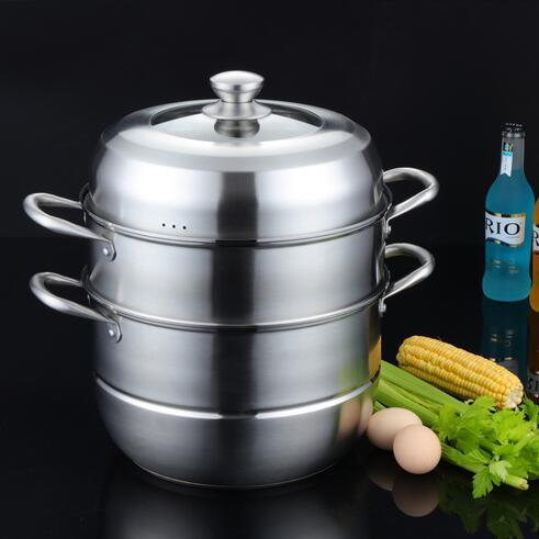 stainless steel steamer three layers and four layers steamer thickened double-bottom pot soup pot steamer