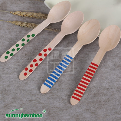 Factory direct custom colored disposable wooden spoon spoon PARTY festivals
