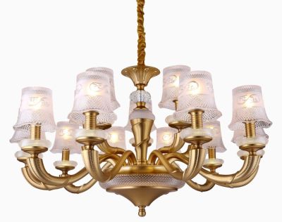 European copper chandelier crystal glass chandelier copper crystal room living room Chandelier