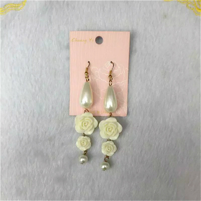 Fashion small temperament pearl lady all-match acrylic Flower Earrings