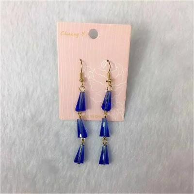Crystal blue cute female temperament and pagoda all-match Earrings